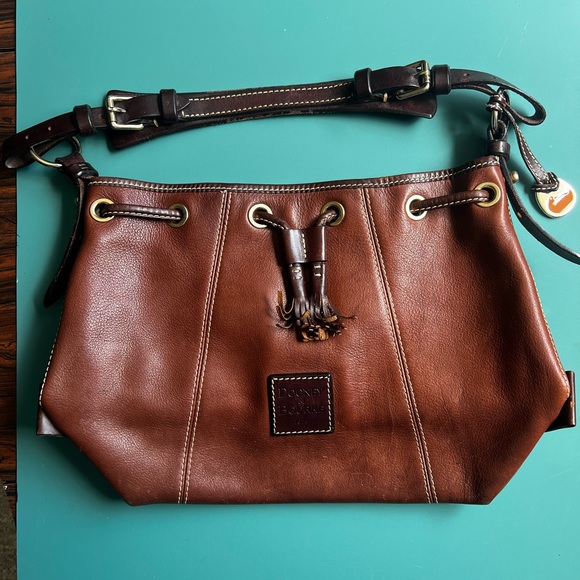 🧡Dooney & Bourke Pebbled Cowhide LEATHER DRAWSTRING purse shoulder bag Vintage! - Picture 3 of 13